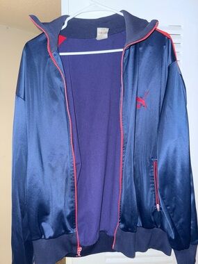 Puma Navy Blue Track Jacket with Red Accents
